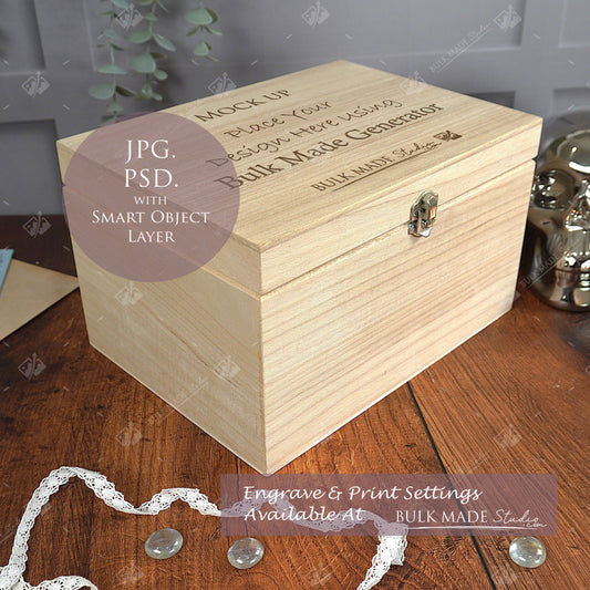 Deep Rectangle Wooden Box Mockup PSD - Dark Gothic Style Mockup Template - Smart Object Template