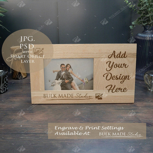 Long Oak Book Photo Frame Mockup - Dark Vintage Styling - PSD Templates