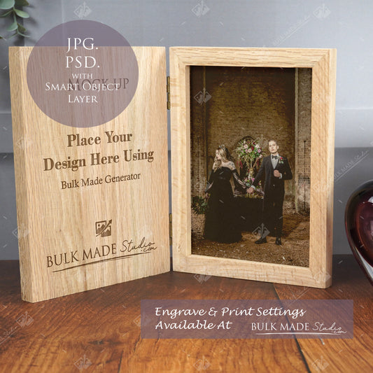 Oak Book Photo Frame Mockup PSD - Dark Gothic Style Mockup - Smart Object Template